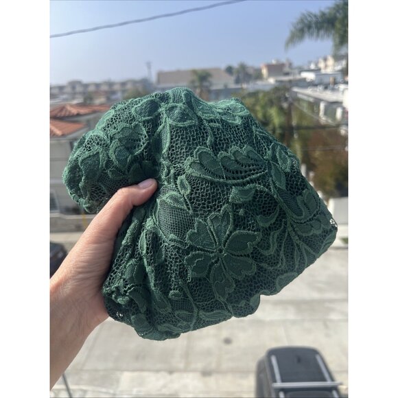 NEW Dolan forest green lace sheer cropped blouse tie Wednesday Adams fairy glam - Picture 2 of 11